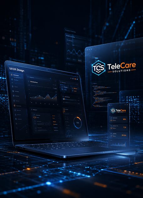 TeleCare Innovations digital product dashboards on laptop and mobile