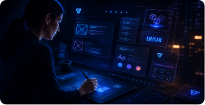 Designer working on digital UI interfaces
