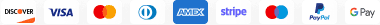 Accepted payment methods: Discover, Visa, Mastercard, Diners Club, American Express, Stripe, Maestro, PayPal, Google Pay